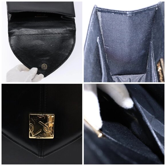 SAINT LAURENT Hand Bag Leather Black Gold Auth 130165V - Picture 16 of 16